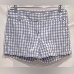 J.Crew Gingham Plaid Preppy Flat Front Shorts Baby Blue and White 0